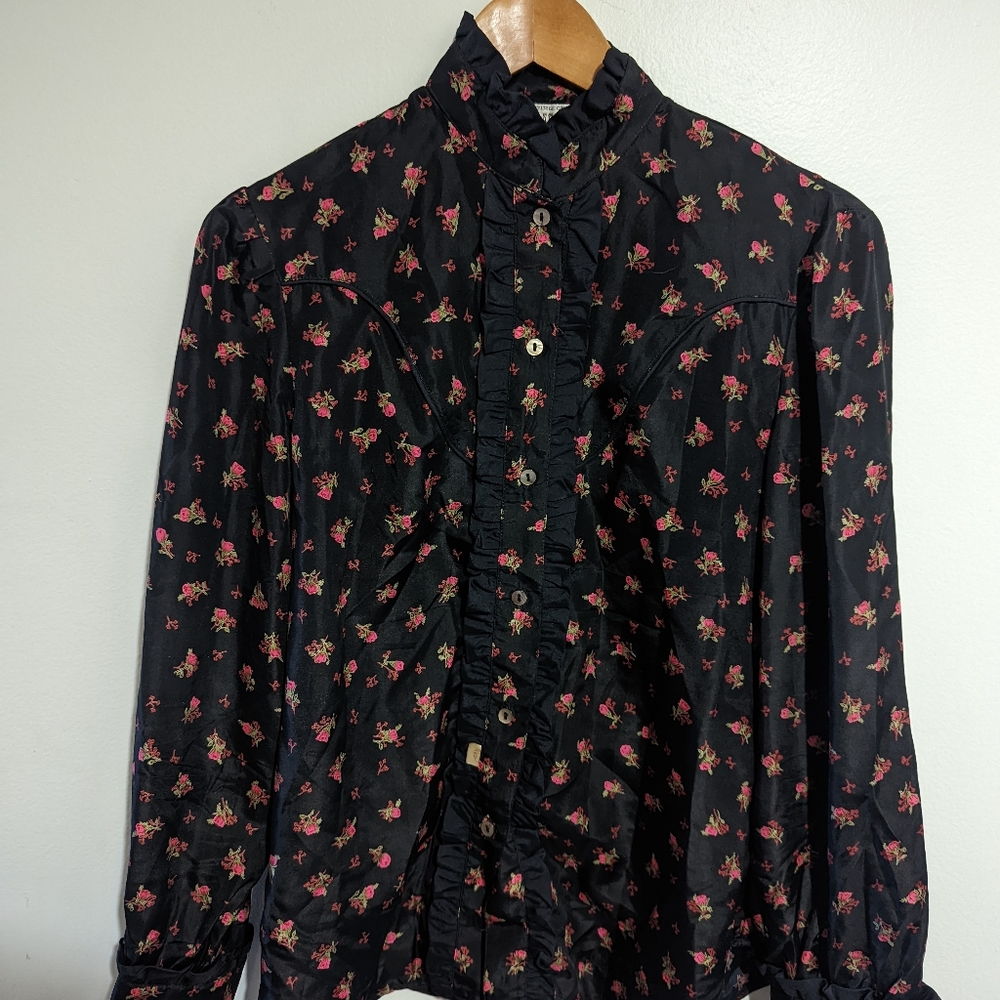 Vintage 80's 90's Cowgirl Clothes Black with Red USA made Sz 12
